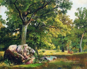 feyntje van steenkiste Painting - sunny day in the woods oaks 1891 classical landscape Ivan Ivanovich trees